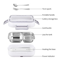 Boîte Chauffante Portable Électrique pour Déjeuner, Contenant Alimentaire Isotherme en Acier Inoxydable de 1.5L pour Voiture, Camion et Bureau