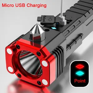 Super Bright LED Plastic Power Bank Function And Safety Hammer Rechargeable Self-defense With Magnet Flashlight Torches