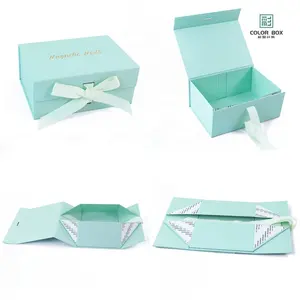 hot gold hot silver folding boutique box book flap drawer high-grade gift paper box custom Green folding gift box