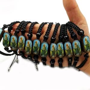 Cristal religieux fait à la main comme cadeaux et prières Saint Judas et vierge <span class=keywords><strong>Maria</strong></span> lecture vieux hommes jésus Bracelets en bois tissés à la main - Product Image 5