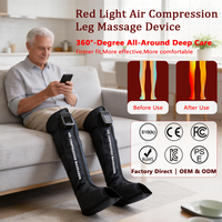 Bottes de massage des jambes à compression d'air à 5 chambres avec lumière rouge 660nm 850nm, chaleur et vibrations pour un massage des tissus profonds, relaxation et confort