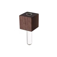 Vase magnétique moderne en bois massif pour réfrigérateur, mini-support à fleurs en tube acrylique avec design rustique style ferme