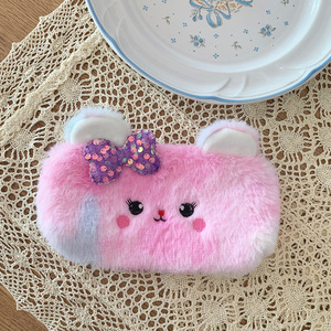 Étui à crayons en forme d'ours en peluche mignon et coloré, en tissu pelucheux, avec un charme féminin et adapté aux étudiants. - Product Image 6