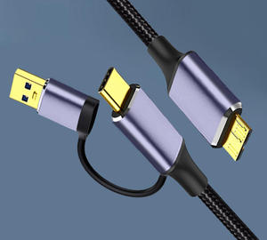 Cable de disco duro 2 en <span class=keywords><strong>1</strong></span> de 5 Gbps a USB 3,<span class=keywords><strong>0</strong></span> Micro B de aleación de aluminio, chaqueta de PVC TPE, blindaje trenzado, Cable de disco duro externo - Product Image 2