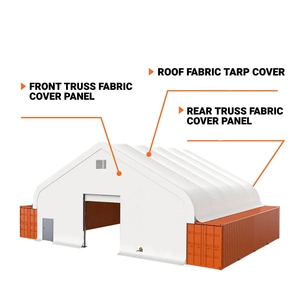 Abri de stockage industriel à toit en pente pour conteneur maritime 26'x20' à double treillis avec bâche en PVC robuste de 32 oz - Product Image 4