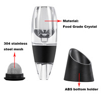 Aireador de Vino Tinto con Filtro Metálico y Vertedor de Cristal Mágico, Personalizable con Logotipo, para Decantadores de Whisky y Vino, Hecho de Vidrio