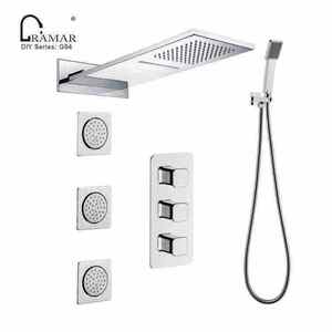 GRAMAR G54B6 Zeitgenössischer Doppelgriff-Messing-Chrom-Badewannenhahn zur Seitenmontage mit Keramikventilkern - Product Image 5