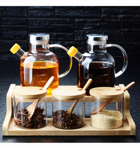 Distributeur d'huile et <span class=keywords><strong>de</strong></span> <span class=keywords><strong>vinaigre</strong></span>, stockage des épices avec un support en bambou, coffret cadeau pour la <span class=keywords><strong>cuisine</strong></span> - Product Image 5