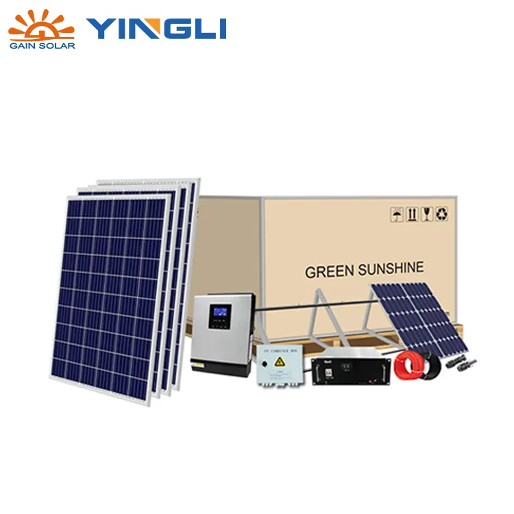 Yingli melhor sistemas de energia solar para industrial residencial, fora da grade, híbrido, sistema completo de painel solar com bateria em gel