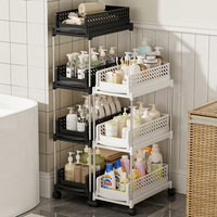 Étagère de rangement épaissie et compacte, coulissante, multi-niveaux, pliable, pour espaces étroits sous l'évier de cuisine, avec roulettes