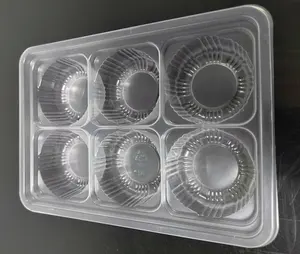 Disposable Blister Transparent PP PET Plastic 6 Cavity Muffin Cake Pudding Mochi Frozen Dumpling Packaging Tray