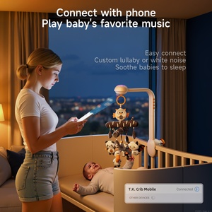 Móvil Musical con Control Bluetooth para Niños <span class=keywords><strong>Tumama</strong></span>, Juguete Colgante de Peluche Blanco y Negro, Móvil para Cuna de Bebé con Proyección de Luz - Product Image 2