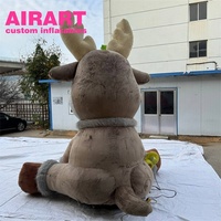 Mascotte de cerf de dessin animé gonflable en tissu en peluche de 4m de haut, ballon de renne gonflable pour le festival de Noël