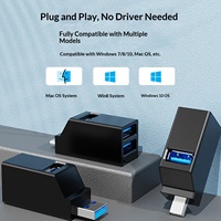 Extensor USB Tipo-C, Hub Divisor de 3 Puertos para Computadora, Mini Hub USB, Hub USB de Alta Velocidad para Transferencia de Datos