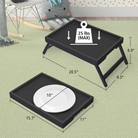 Table de lit pliante en bambou avec pieds repliables, pour petit-déjeuner, table TV, ordinateur portable, repas, collations, rangement de cuisine, plateau à fruits