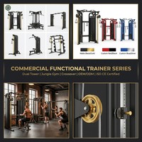 Appareil de musculation fonctionnel commercial à double câble croisé, multi-stations, type Jungle Gym, noir mat et or, pour entraînement complet du corps