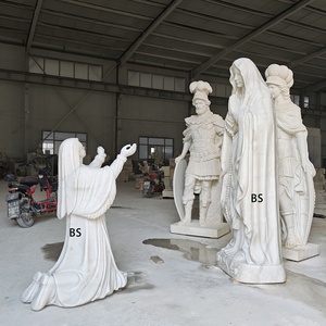 Statue <span class=keywords><strong>de</strong></span> la Vierge Marie Sacré-Cœur <span class=keywords><strong>de</strong></span> <span class=keywords><strong>Lourdes</strong></span> et <span class=keywords><strong>de</strong></span> Sainte Bernadette en marbre coloré sur mesure pour église - Product Image 3