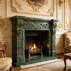 Mantel de Chimenea de Mármol Blanco Tallado a Mano, Decorativo para Interiores, con Detalles de Capitel de Columna - Product Image 5