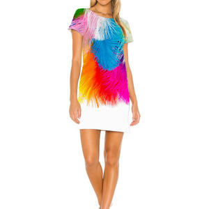 Impression à la demande Sexy Wrap Round Neck All Over Print Summer Short Digital 3D Print Sleeves Dresses Women Casual Custom Dress - Product Image 4