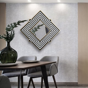 Espejo Decorativo de Pared Hecho a Mano con Patrón Geométrico de Rayas Blancas y Negras de Estilo Art <span class=keywords><strong>Deco</strong></span> <span class=keywords><strong>Simple</strong></span>, con Tamaño Personalizable - Product Image 4