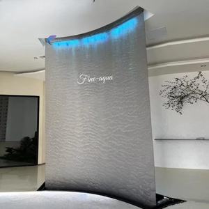 Fuente de Agua en Cascada de Acero Inoxidable Moderna Personalizada, de Gran Tamaño, Montada en la Pared, con Luces RGB para Adornos de Jardín, para Exteriores - Product Image 1