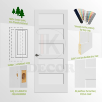 Agitateur pré-percé Portes intérieures Dalles à noyau solide apprêtées blanches Portes en bois à panneau plat Chambre intérieure