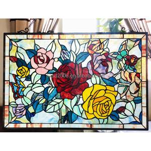 Panel de Vidrio Tiffany con Diseño de Rosas, Estilo Rústico, Personalizado al por Mayor, para Decoración de Paredes de Villas - Product Image 2