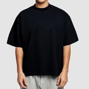 Camisas negras de gran tamaño de diseñador para hombre, camisetas de cuello redondo de alta calidad, fabricante, camiseta de hombro caído de peso pesado para hombre - Product Image 1