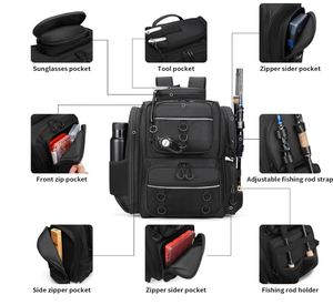 Fishing Backpack Fishing Bag with <b>Rod</b> <b>Holders</b> Large Tackle Backpack Strong Materials - Product Image 2