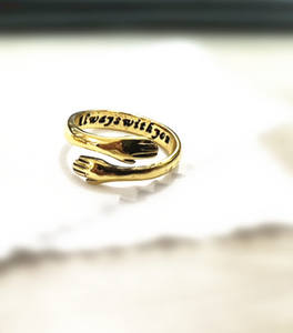 Anillos de Acero Inoxidable al por Mayor con Diseño de Manos Abrazadas, <span class=keywords><strong>Te</strong></span> Amo por <span class=keywords><strong>Siempre</strong></span>, Ajustables, Joyería de Regalo para Parejas - Product Image 2