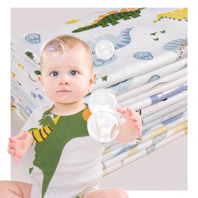 Wholesale Eco-Friendly Organic Knitted Custom Digital Printed Bamboo Fiber Jersey Fabric for Baby & Kids Bedding & Apparel