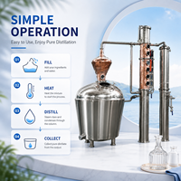 En stock : Système complet de brassage en cuivre 200L avec thermomètre, alambic de reflux, équipement de distillation pour la fabrication de liqueur artisanale