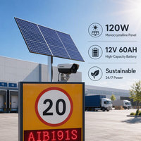 Caméra détecteur de radar de limitation de vitesse à LED solaire 12V 120W en acier galvanisé pour extérieur, panneaux de signalisation routière de sécurité