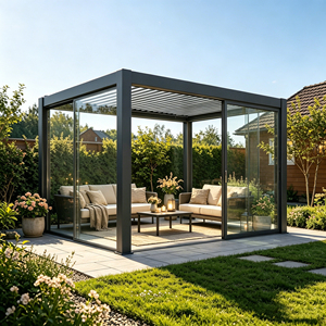 Toldo de Patio Moderno Motorizado de Aluminio con Techo de Láminas Ajustables para Exteriores, Apto para Todas las Estaciones, con Recubrimiento en Polvo y Drenaje Oculto de Agua de Lluvia - Product Image 4