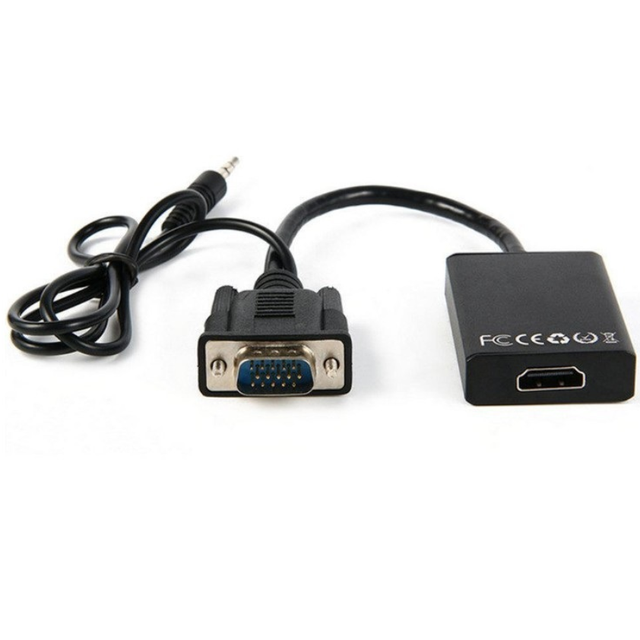 VGA for Adapter Audio HDTV Compatible 4K Resolution Copper Conductor Male-Female PVC Jacket Audio Amplifier Music Player Screen