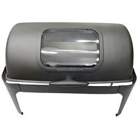 Chauffe-plat commercial noir avec couvercle transparent pour hôtels, mariages, soupes et dim sum – Design moderne et minimaliste, sûr et fiable