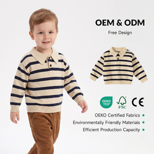 OEM ODM Pull rayé d'hiver pour enfants et garçons Vêtements tricotés pour enfants Pull pour bébé à manches longues - Product Image 1