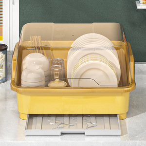 Household <strong>Kitchen</strong> Rack Transparent Clamshell Rack Mounted Dish Draining Bowl Rack <strong>Cupboard</strong> Tableware Storage Box
