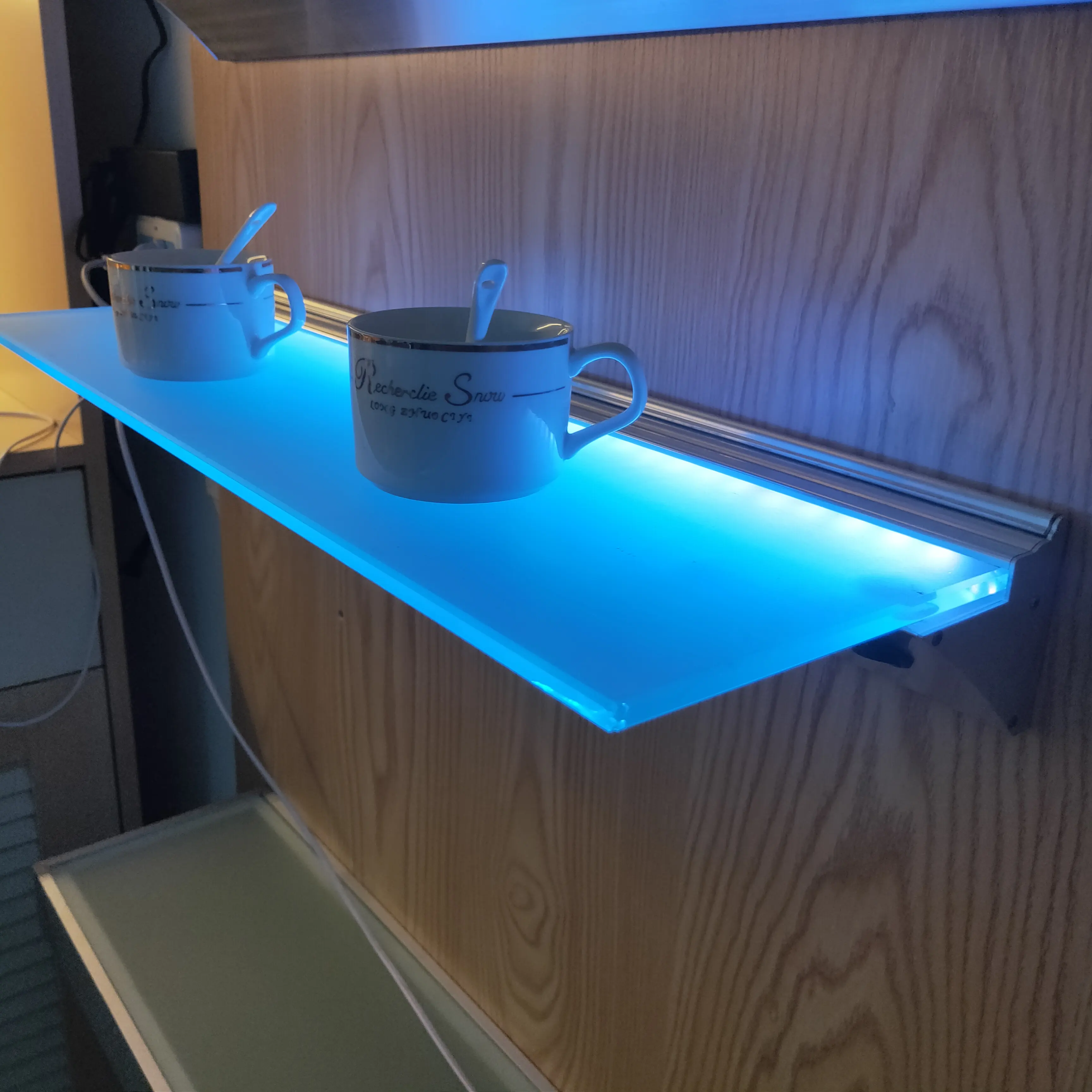 Estante de cristal para esquina de baño, sensor de iluminación de armario, wst-1816-3 de luz led