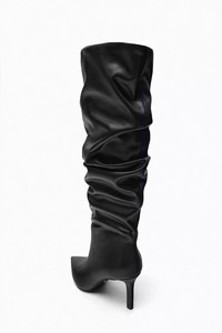 <span class=keywords><strong>Botas</strong></span> largas para <span class=keywords><strong>mujer</strong></span>, zapatos plisados a la moda, <span class=keywords><strong>botas</strong></span> hasta la rodilla de tacón alto para fiesta de cuero de microfibra con punta cuadrada para Otoño e Invierno - Product Image 5