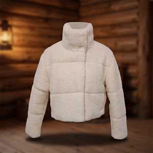Chaqueta Bomber Acolchada de Invierno para Mujer, Forro Polar, Cuello Vuelto, Manga Larga, Color Sólido, Bordado, Cálida - Product Image 3