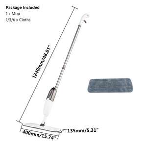 Kit de Serpillière Plate en <span class=keywords><strong>Microfibre</strong></span> avec Patins Réutilisables, Manche en Aluminium, Pulvérisateur Magique, <span class=keywords><strong>Balai</strong></span> Brosse pour Nettoyage Sol Maison Cuisine - Product Image 6