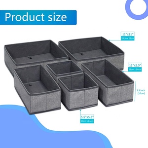 6pcs Linen Printing Fabric Clothes Underwear Storage <strong>Drawer</strong> <strong>Organiser</strong> Divider Dust Proof for Wardrobe or <strong>Kitchen</strong> Use Packaged - Product Image 2