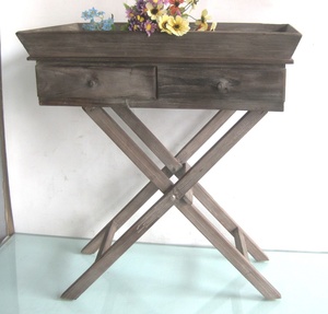 Luckywind Farmhouse Rustic Wood <strong>Butler</strong> Tray Wood Tv Fold Tray <strong>Table</strong> White for Living Room - Product Image 6