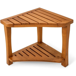 <span class=keywords><strong>Panca</strong></span> da Doccia in Teak per Interni, Sgabello da Doccia in Legno di Teak Massiccio, Seduta Impermeabile in Legno con Ripiano Portaoggetti - Product Image 2