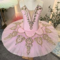 Robe de tutu de ballet rose pour enfants, ornée de strass et de dentelle, tutu professionnel pour filles, idéal pour le Casse-Noisette