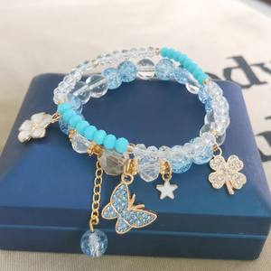 Children's Princess-Style Cute <b>Crystal</b> & Rhinestone <b>Bead</b> Lampwork Glass <b>Bracelets</b> Individually Packaged Wholesale 6666 Cute Butt - Product Image 3