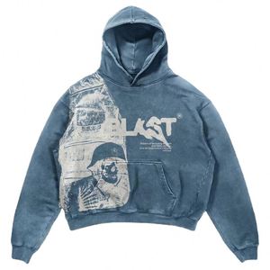 Sudadera con capucha con estampado <span class=keywords><strong>DGT</strong></span> 100% algodón Streetwear gótico Casual estilo callejero jersey de manga larga Vintage Wash Hodie para hombres - Product Image 2
