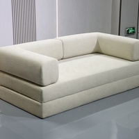 Canapé-lit pliable avec pieds en acier inoxydable, design minimaliste moderne, tissu de luxe, pliable et compressé sous vide pour salon