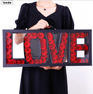 Tondo luxury romantic Acrylic flower box wedding Valentine's Day I LOVE YOU Flower box With handle
